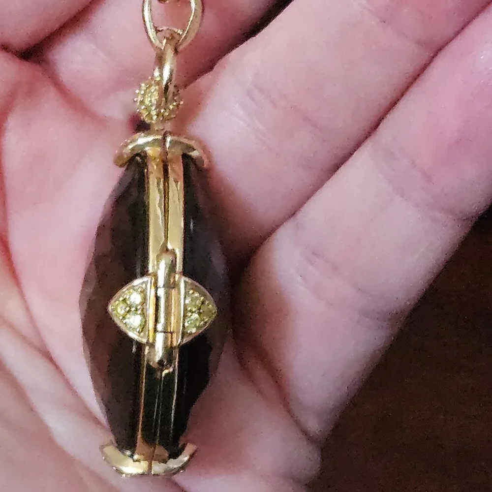 RARE MONICA RICH KOSANN QUARTZ YELLOW DIAMOND 18K CHARM LOCKET PENDANT NECKLACE
